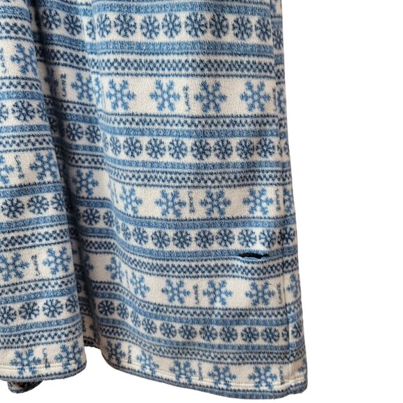 Lanz of Salzburg Fleece Robe Nightgown Blue Medium Pockets Snowflake Modest READ - Picture 10 of 10